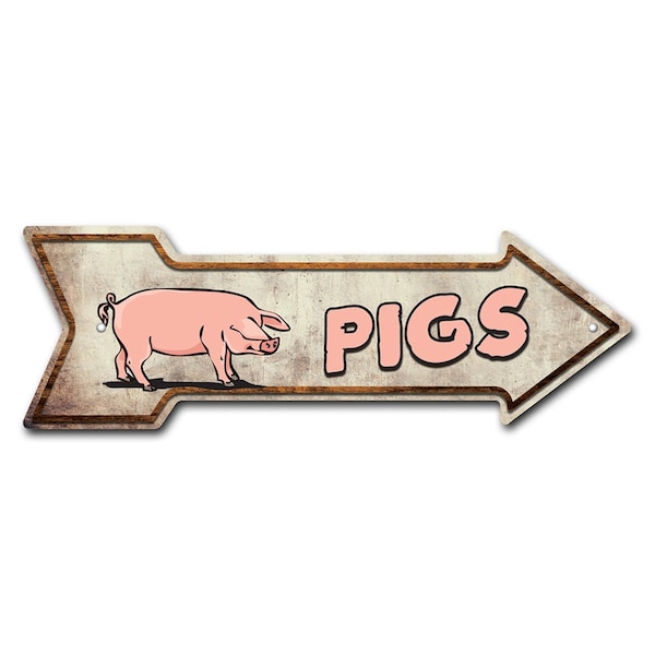 Signmission Pigs Arrow Sign Funny Home Decor 24in Wide P-ARROW8-999675 - main